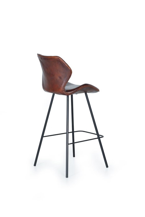 Giner y Colomer - Set de 2 Tabourets de Bar en Cuir Naturel Brun avec Pieds en Métal - Hauteur d'Assise 72 cm